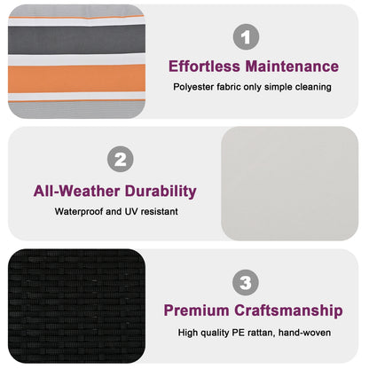 GO PE Wicker Porch Swing – 2-Seater Hanging Bench with Chains for Patio, Garden & Balcony Relaxation | Luminashop