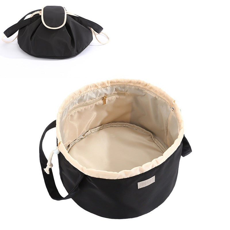 Barrel Drawstring Makeup Bag Large Capacity Women's Cosmetic Bag Toiletries Organizer Pouch Lady Travel Storage Case - Lumina shop