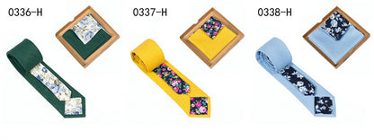 Men's Floral Tie Pocket Square Set - Stylish Cotton Accessories for Special Occasions