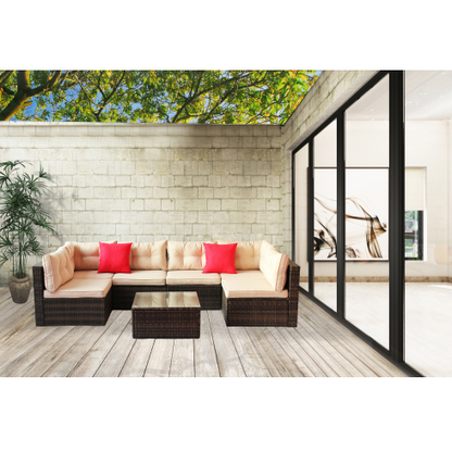 Patio Furniture Set – PE Rattan Sectional Garden Furniture Corner Sofa Set | Luminashop