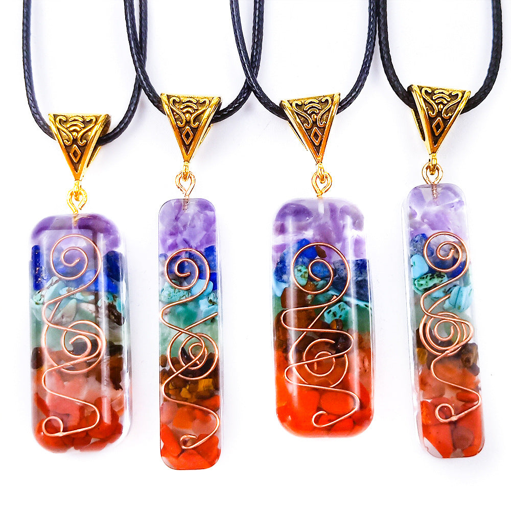 Gravel Seven Chakra Spirit Pendant – Healing Energy Crystal Necklace for Balance & Meditation | Luminashop