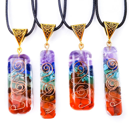 Gravel Seven Chakra Spirit Pendant – Healing Energy Crystal Necklace for Balance & Meditation | Luminashop