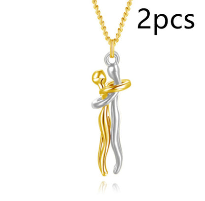 Love Hug Necklace Unisex Men Women Couple Jewelry Simple Temperament Clavicle Chain Valentines Day Lover Gift - Lumina shop