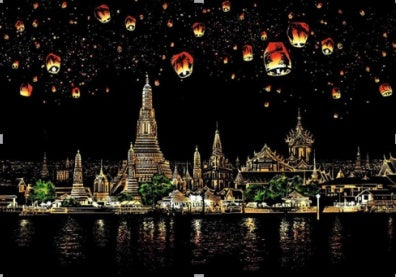 Decorative painting scratch Scraping painting drawing paper world Sightseeing pictures decoration birthday gifts - Lumina shop