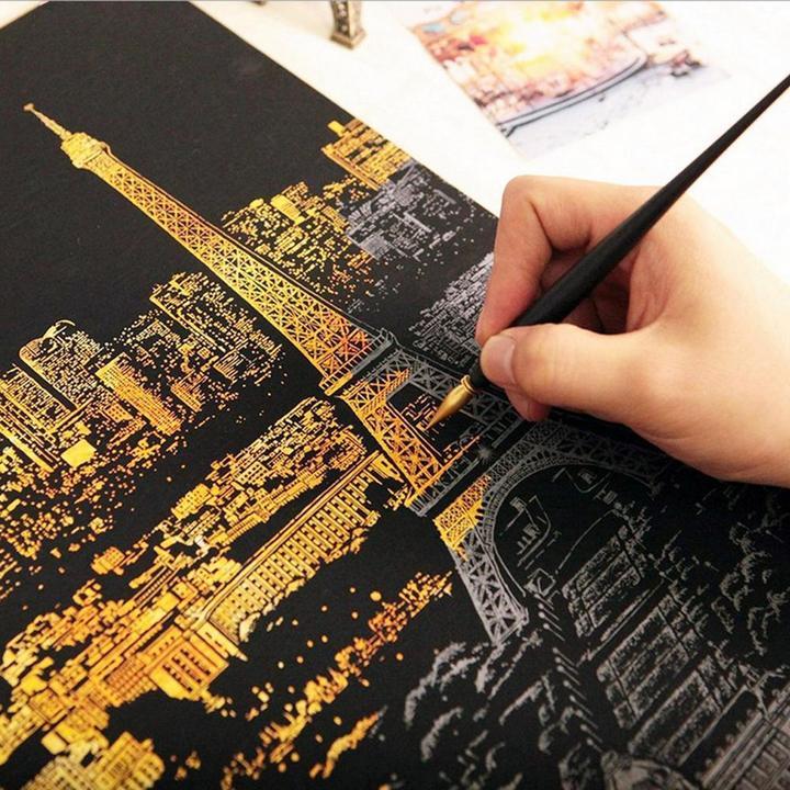 Decorative painting scratch Scraping painting drawing paper world Sightseeing pictures decoration birthday gifts - Lumina shop
