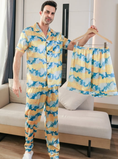 Men’s Ice Silk Double Short Suit – Lightweight Breathable Summer Two-Piece Set for Casual & Formal Wear | Luminashop