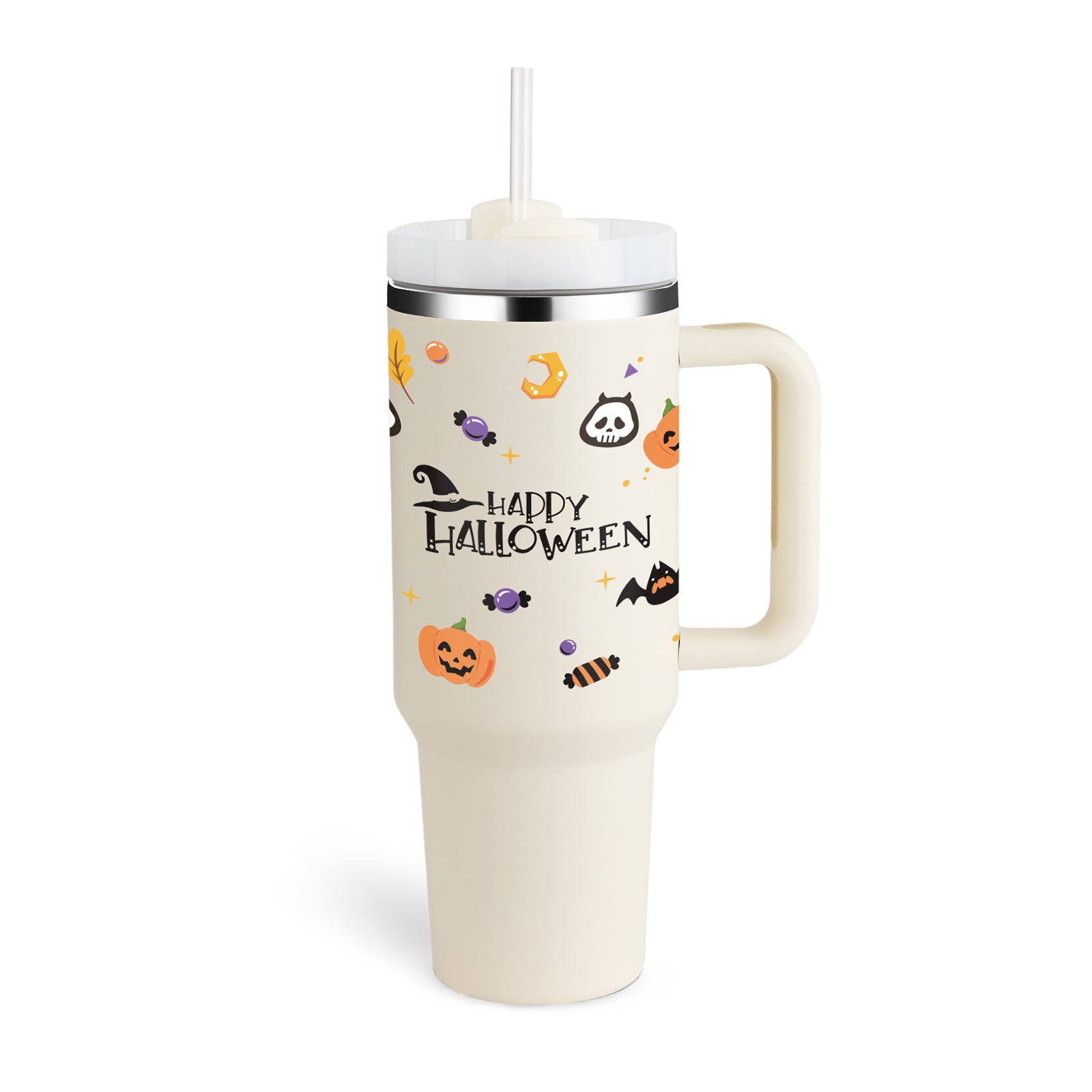 40 Oz Tumbler With Handle Straw Insulated, Stainless Steel Spill Proof Vacuum Coffee Cup Tumbler With Lid Tapered Mug - Lumina shop