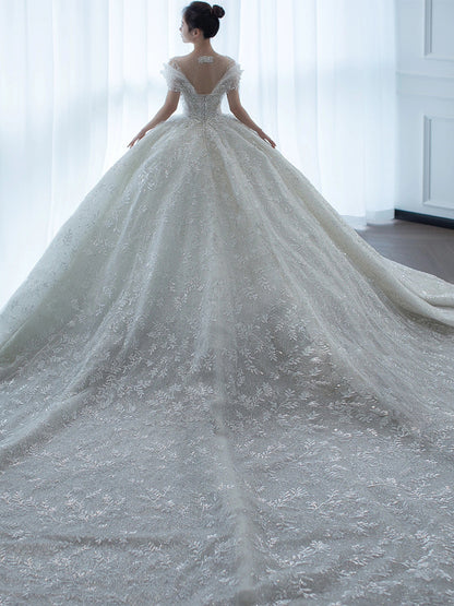 Off Shoulder French Main Wedding Dress - Lumina shop