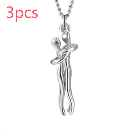 Love Hug Necklace Unisex Men Women Couple Jewelry Simple Temperament Clavicle Chain Valentines Day Lover Gift - Lumina shop
