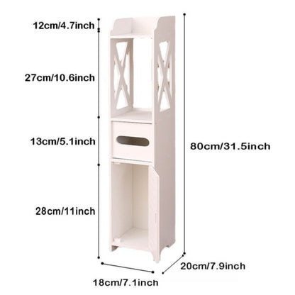 4 Tiers Modern Bathroom Furniture Cabinet Wood Slim Shelf Cupboard Storage Unit. - Lumina shop