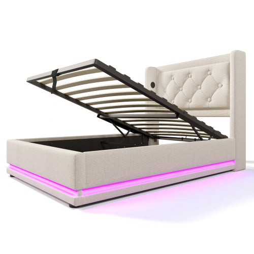 Aufbewahrungsbett aus Baumwolle – Bequemes, modernes Bett mit Stauraum & weichem Baumwollbezug | Luminashop