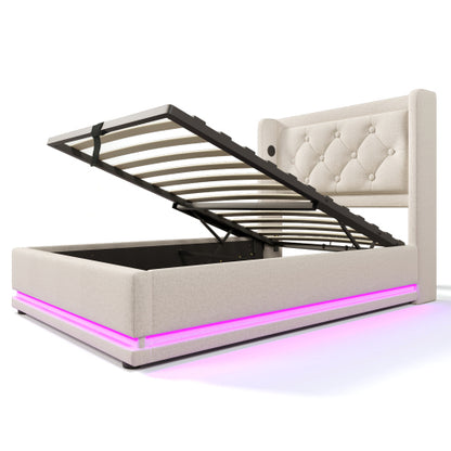 Aufbewahrungsbett aus Baumwolle – Bequemes, modernes Bett mit Stauraum & weichem Baumwollbezug | Luminashop