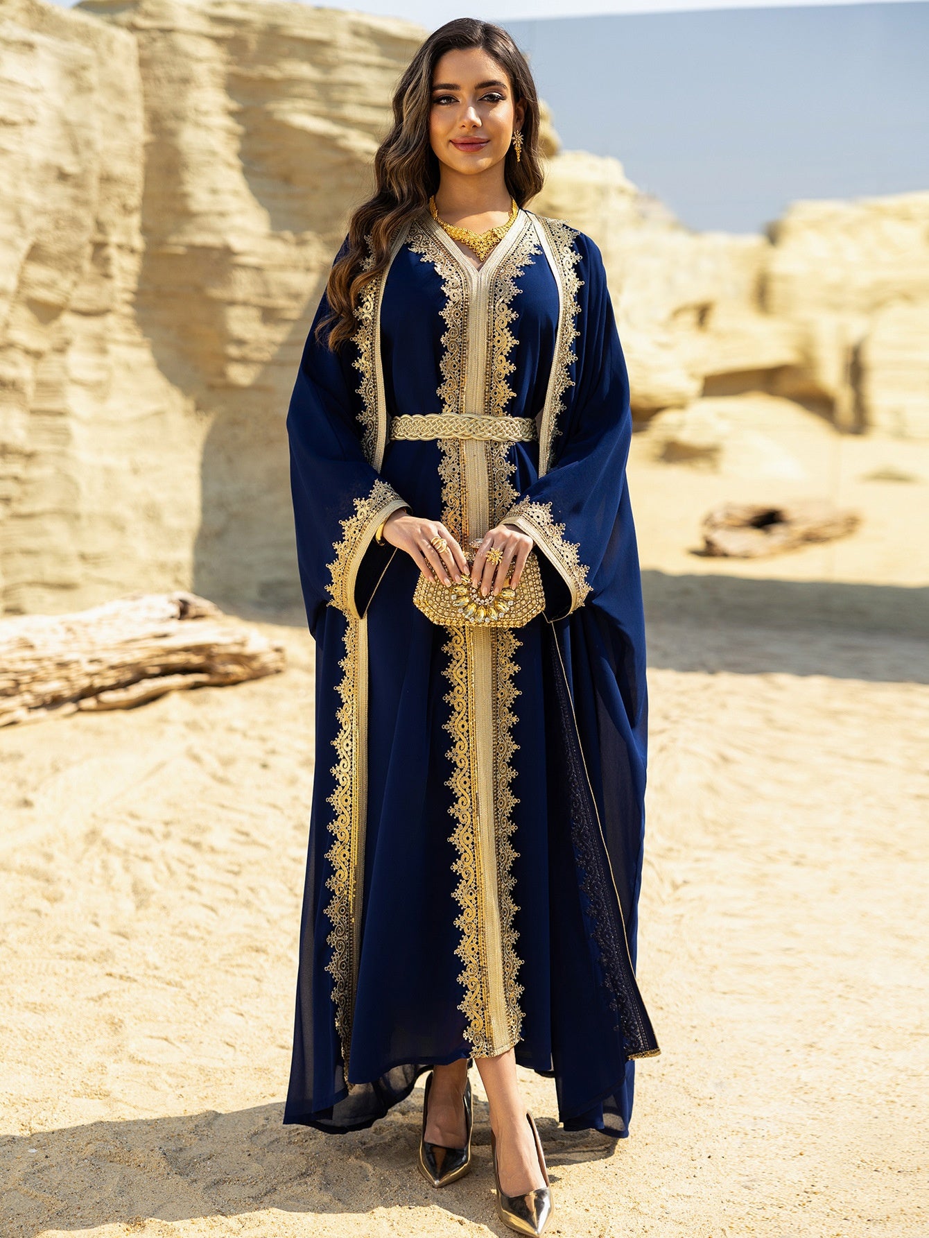 Muslim Dress Middle East with Belt – Elegant & Modest Traditional Wear | Luminashop