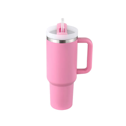 40 Oz Tumbler With Handle Straw Insulated, Stainless Steel Spill Proof Vacuum Coffee Cup Tumbler With Lid Tapered Mug - Lumina shop