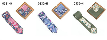 Men's Floral Tie Pocket Square Set - Stylish Cotton Accessories for Special Occasions
