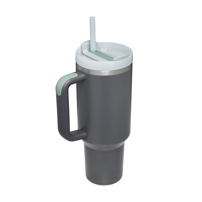 40 Oz Tumbler With Handle Straw Insulated, Stainless Steel Spill Proof Vacuum Coffee Cup Tumbler With Lid Tapered Mug - Lumina shop
