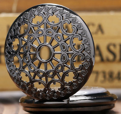 Retro Mechanical Pocket Watch – Large Gunmetal Spider Web Flip Design, Steampunk Vintage Timepiece for Men | Luminashop