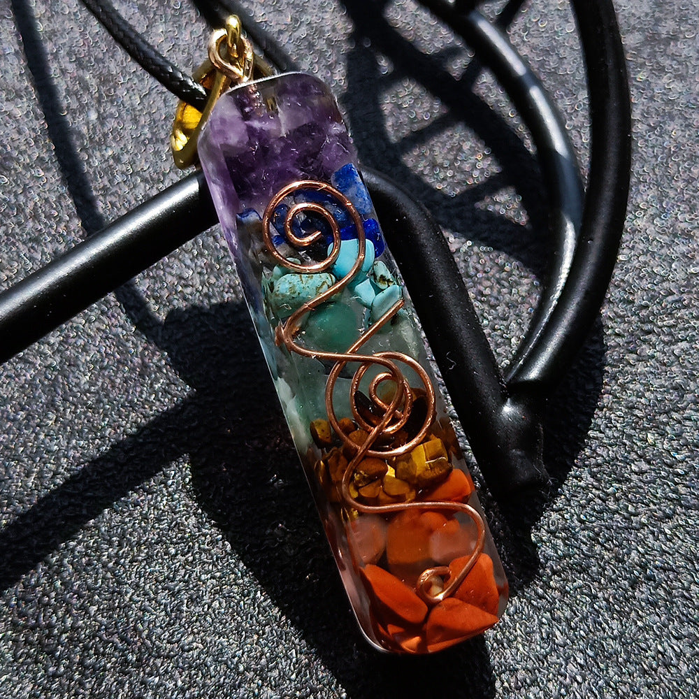 Gravel Seven Chakra Spirit Pendant – Healing Energy Crystal Necklace for Balance & Meditation | Luminashop
