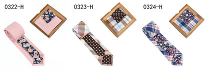 Men's Floral Tie Pocket Square Set - Stylish Cotton Accessories for Special Occasions