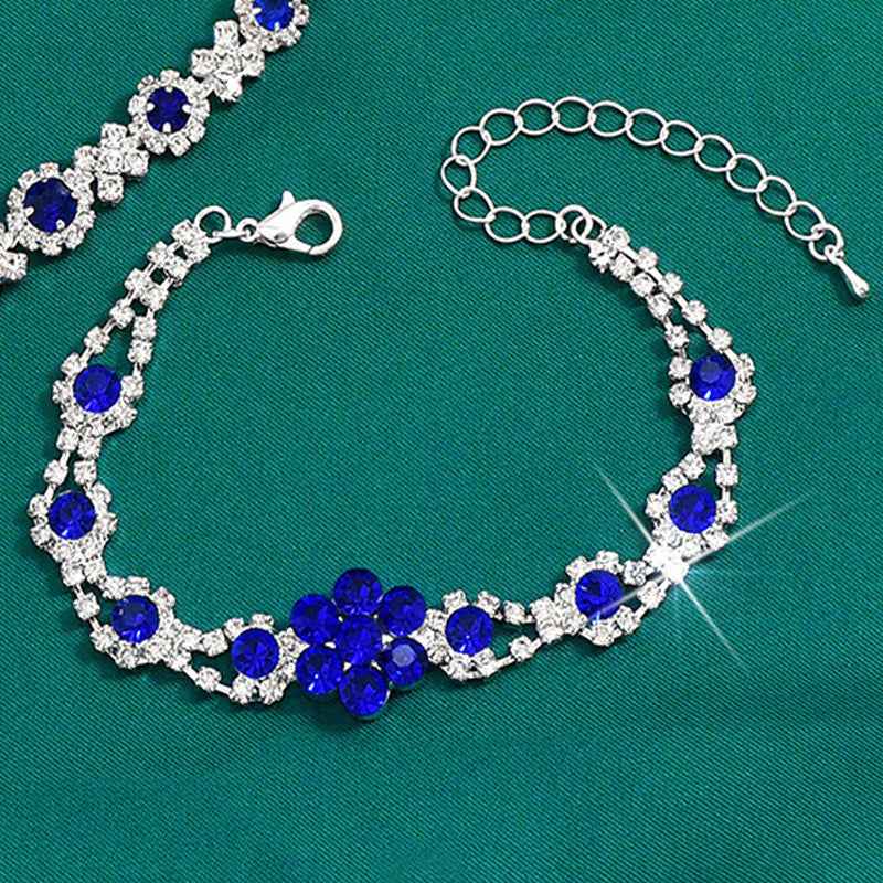 High-grade Crystal Gem Women's Water Drop Necklace Ear Stud Bracelet Ring