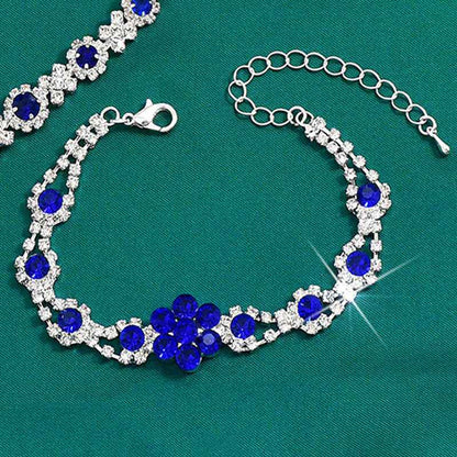 High-grade Crystal Gem Women's Water Drop Necklace Ear Stud Bracelet Ring