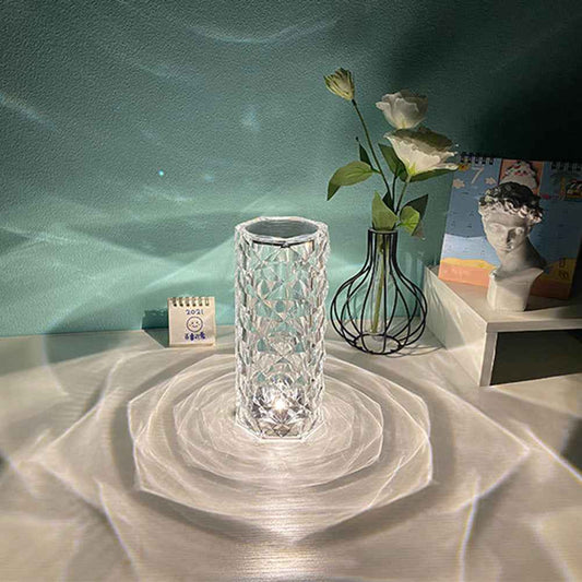 Nordic Crystal Lamp USB Table Lamps Diamond Night Light Rose Projector Lamp Decor