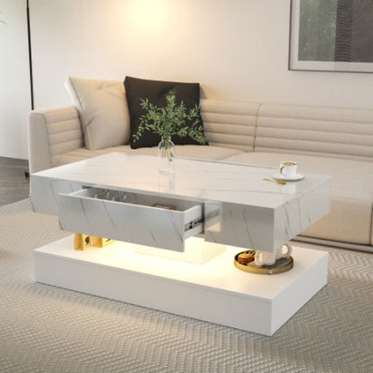 6.93IN High LED Coffee Table,Modern Coffee Table For Large Living Room Furniture,LED Lights - Lumina shop