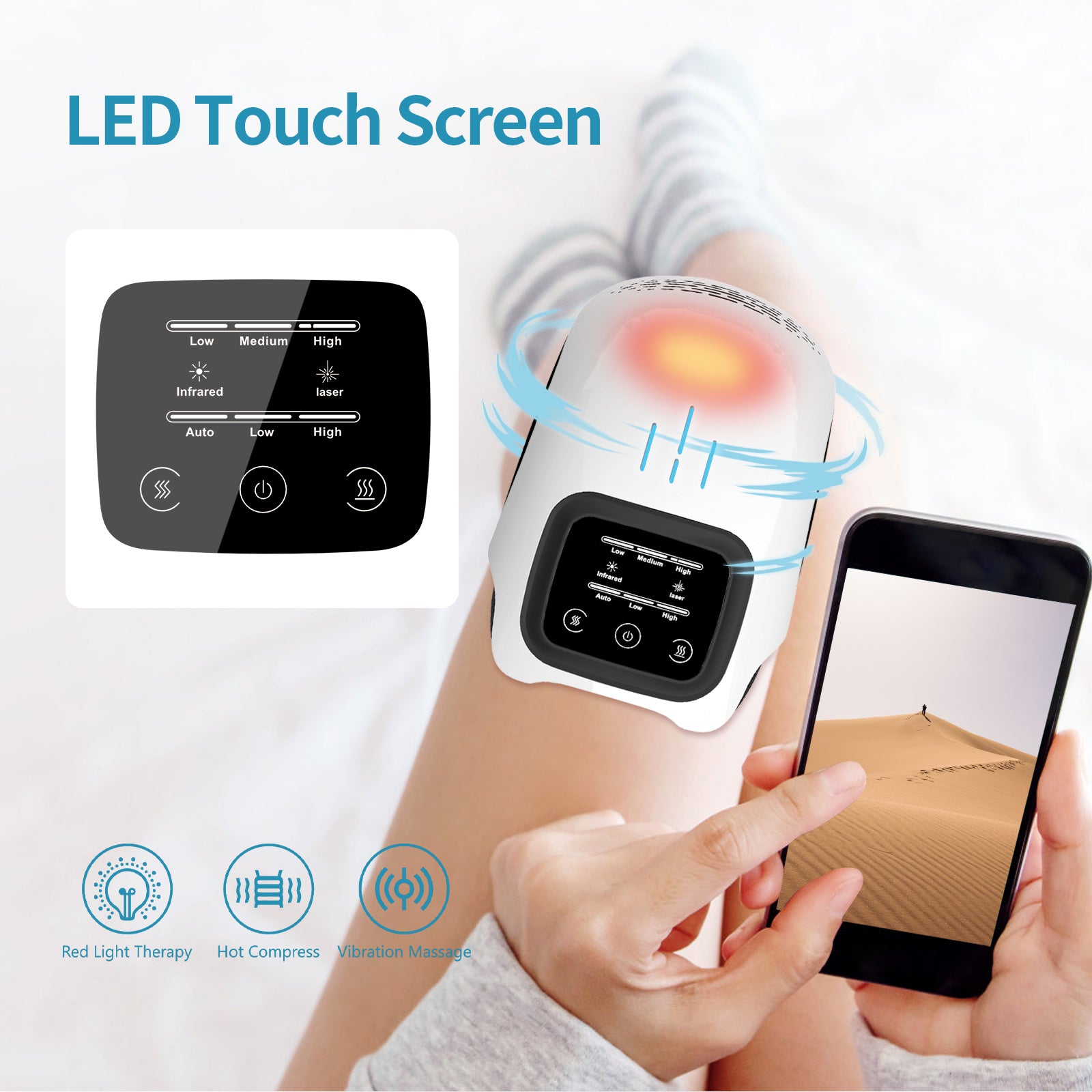 Intelligent Home Use Electric Intelligent Kneading Heating Knee Massager Rechargeable Pain Relief Infrared Laser Vibration Knee Massager - Lumina shop