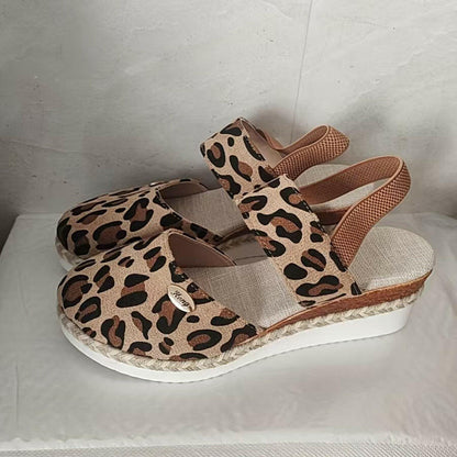 Hemp Rope Wedges Sandals Summer Lightweight Braided Closed Toe Elastic Band Shoes For Women - Lumina shop