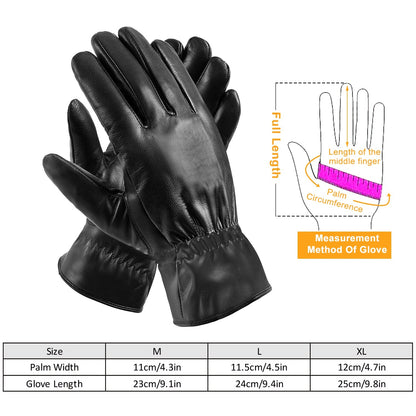 1 Pair Unisex Black Leather Gloves – Winter Warm Windproof Soft Gloves for Outdoor Cycling, Skiing & Motorbiking | Luminashop