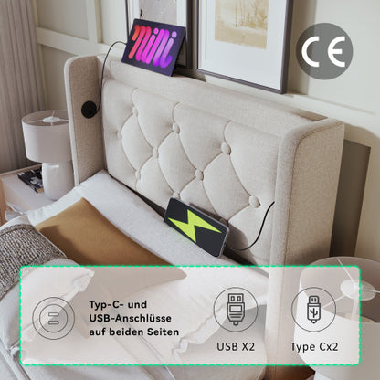 Aufbewahrungsbett aus Baumwolle – Bequemes, modernes Bett mit Stauraum & weichem Baumwollbezug | Luminashop