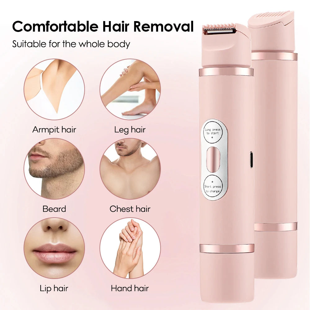 Dual-Head Electric Shaver Painless Women's Epilator Bikini Hair Removal Device Automatic Hair Trimmer Underarm Facial Lips Leg - Lumina shop