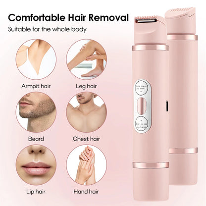 Dual-Head Electric Shaver Painless Women's Epilator Bikini Hair Removal Device Automatic Hair Trimmer Underarm Facial Lips Leg - Lumina shop