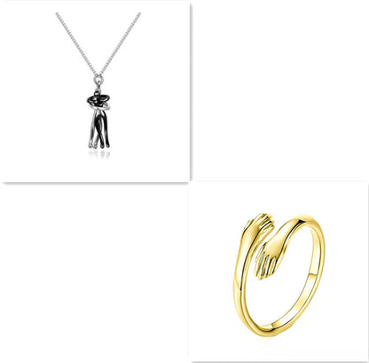 Love Hug Necklace Unisex Men Women Couple Jewelry Simple Temperament Clavicle Chain Valentines Day Lover Gift - Lumina shop