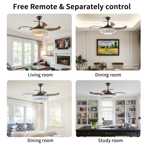 Modern LED Retractable Ceiling Fan with Light & Remote – Stylish, Silent, Smart Cooling | Luminashop