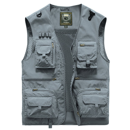 14 Pockets Summer New Men US Tactical Hiking Fishing Vest Mens Photographer Waistcoat Mesh Cargo Sleeveless Jacket Tool Vest - Lumina shop