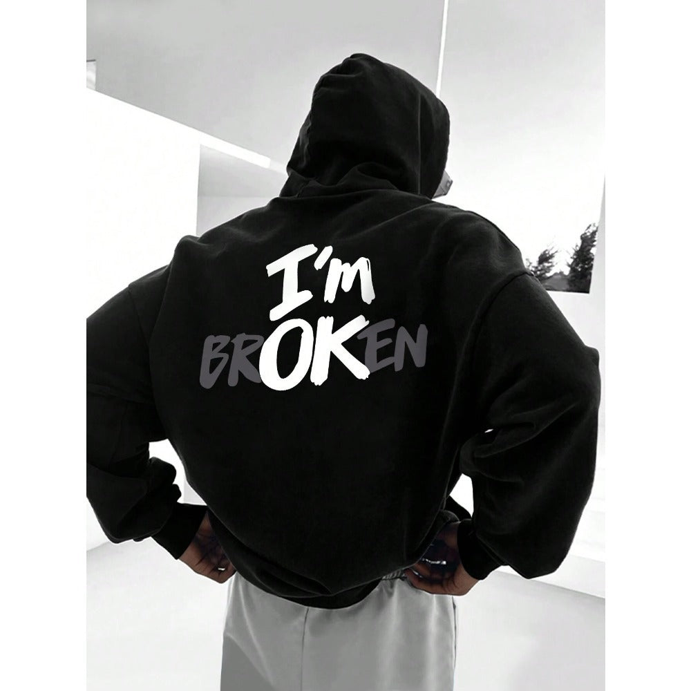 European Size “I’m OK” Men’s Hoodie – Casual Comfort Streetwear | Luminashop