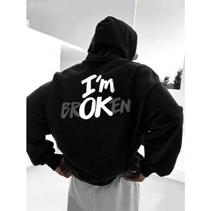 European Size “I’m OK” Men’s Hoodie – Casual Comfort Streetwear | Luminashop