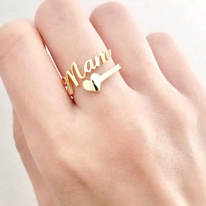 Customized Name Men Women Personalized Love Heart Fashion Stainless Steel Ring