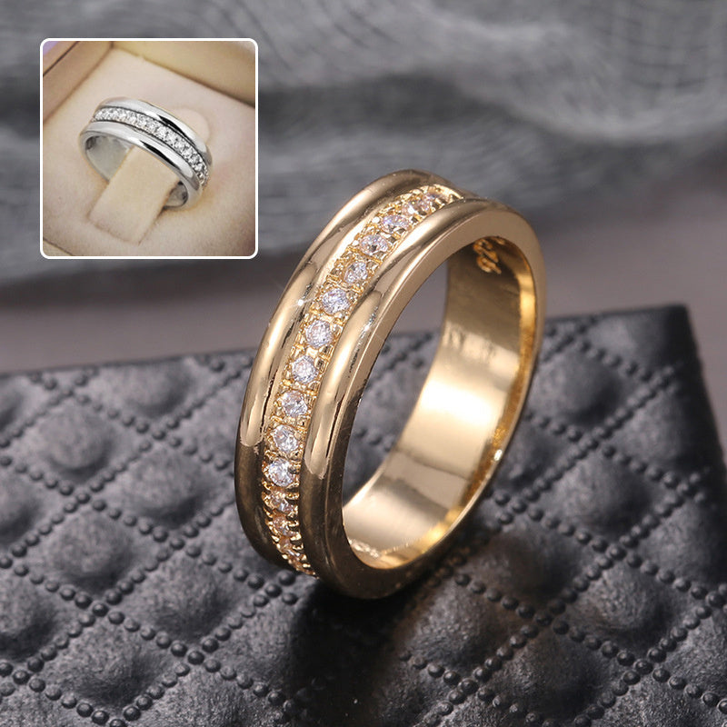 Simple Golden Sliver Rhinestones Ring Copper Plated RIngs Fashion Jewellery - Lumina shop