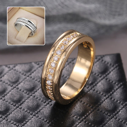 Simple Golden Sliver Rhinestones Ring Copper Plated RIngs Fashion Jewellery - Lumina shop