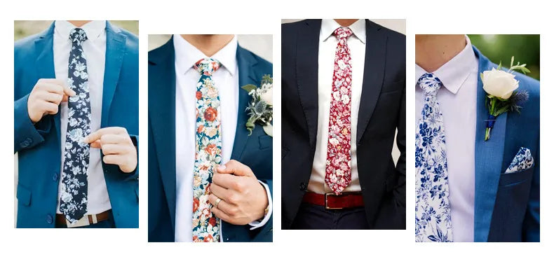 Men's Floral Tie & Pocket Square Set – Stylish Cotton Accessories for Special Occasions | Luminashop
