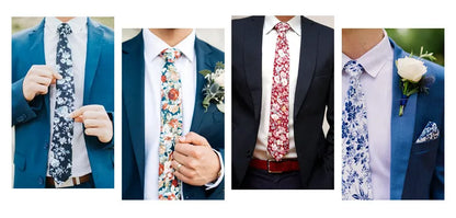 Men's Floral Tie & Pocket Square Set – Stylish Cotton Accessories for Special Occasions | Luminashop