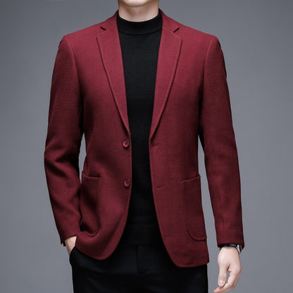 Men's Solid Color Casual Woolen Suit Thick Warm Jacket - Lumina shop