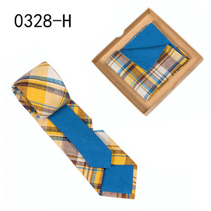 Men's Tie Floral Print Pocket Square Cotton Tie - Lumina shop