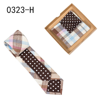 Men's Tie Floral Print Pocket Square Cotton Tie - Lumina shop
