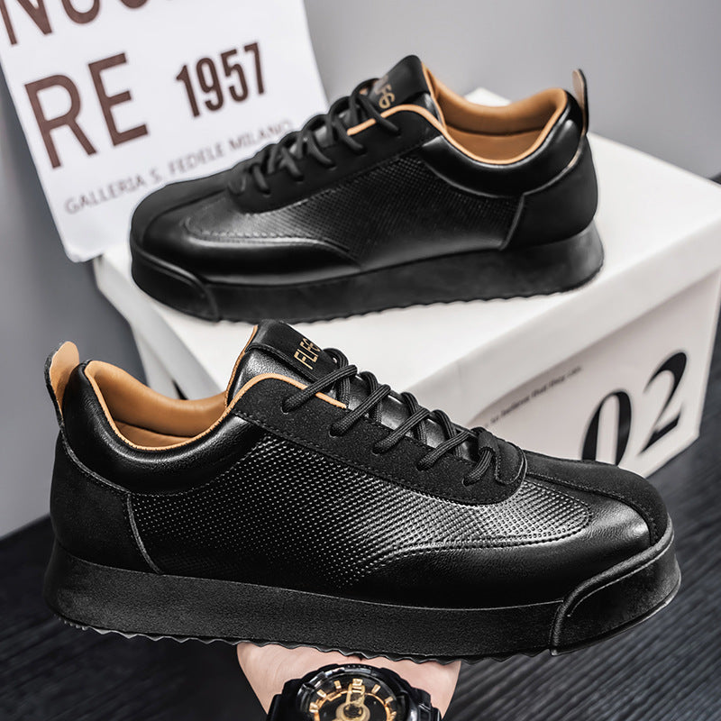 Black Work Casual Leather Shoes Low-cut - Lumina shop