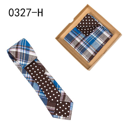 Men's Tie Floral Print Pocket Square Cotton Tie - Lumina shop