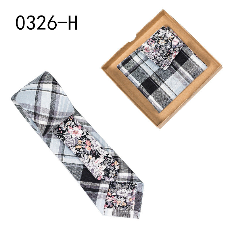 Men's Tie Floral Print Pocket Square Cotton Tie - Lumina shop