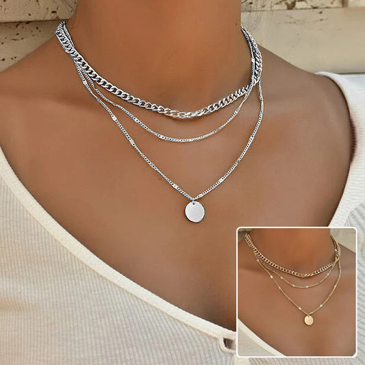 Women's Multilayer Necklace Ins Fashion Disc Pendant Clavicle Necklace - Lumina shop